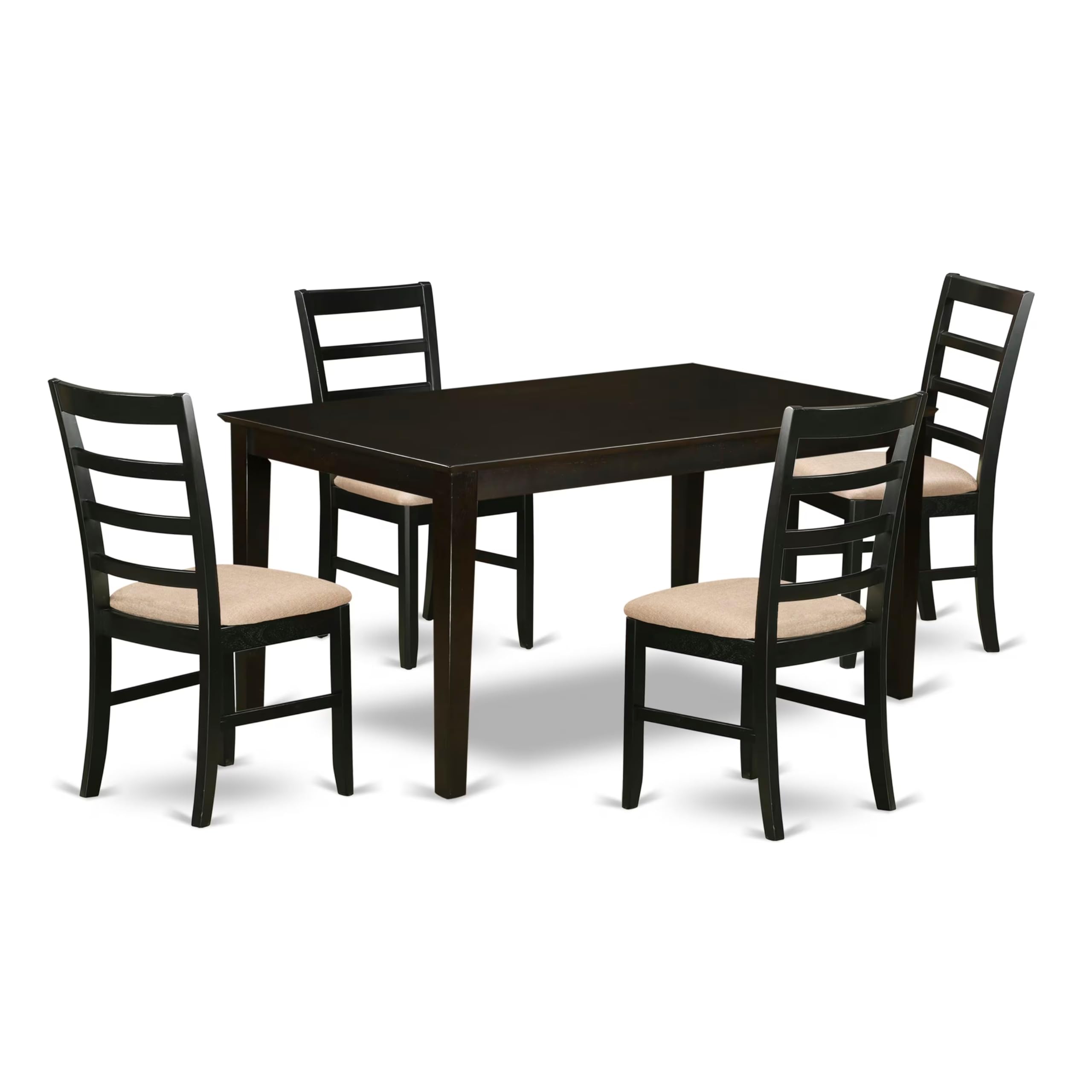 East West Furniture CAPF5-CAP-C 5 Piece Dining Room Furniture Set Includes a Rectangle Kitchen Table and 4 Linen Fabric Upholstered Dining Chairs, 36x60 Inch, Cappuccino