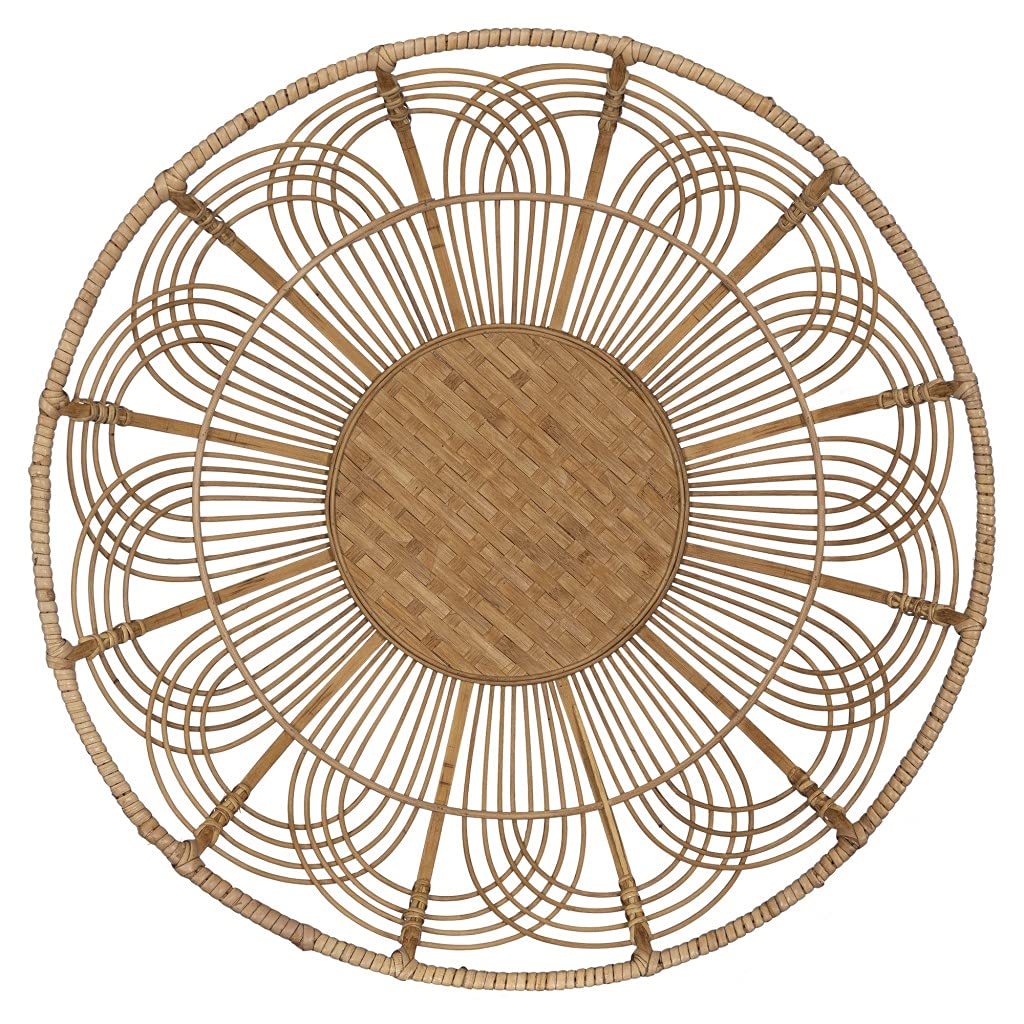 HomeRoots Natural Wood 100% Bamboo Jumbo Bohemian Bamboo Decorative Wall Basket