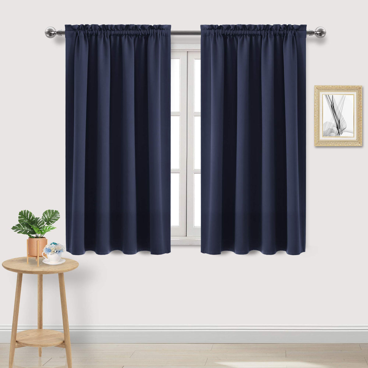 Dwcn Navy Room Darkening Blackout Curtains - Thermal Insulated Privacy Energy Saving Window Curtain Drapes 52 X 45 Inch Length,