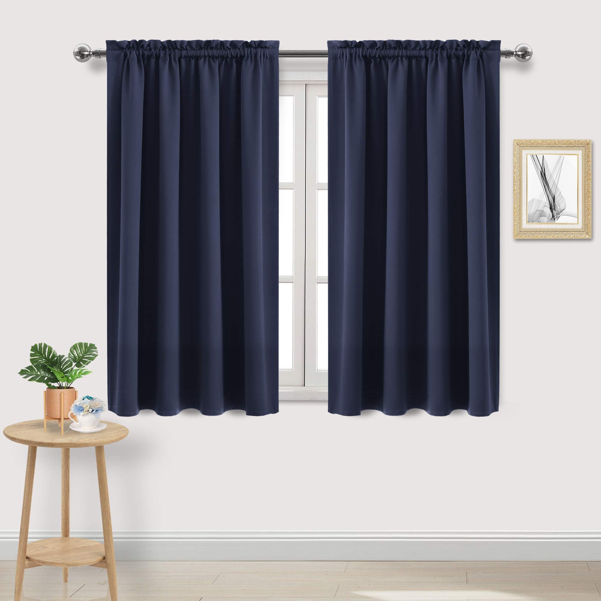 Dwcn Navy Room Darkening Blackout Curtains - Thermal Insulated Privacy Energy Saving Window Curtain Drapes 52 X 54 Inch Length,