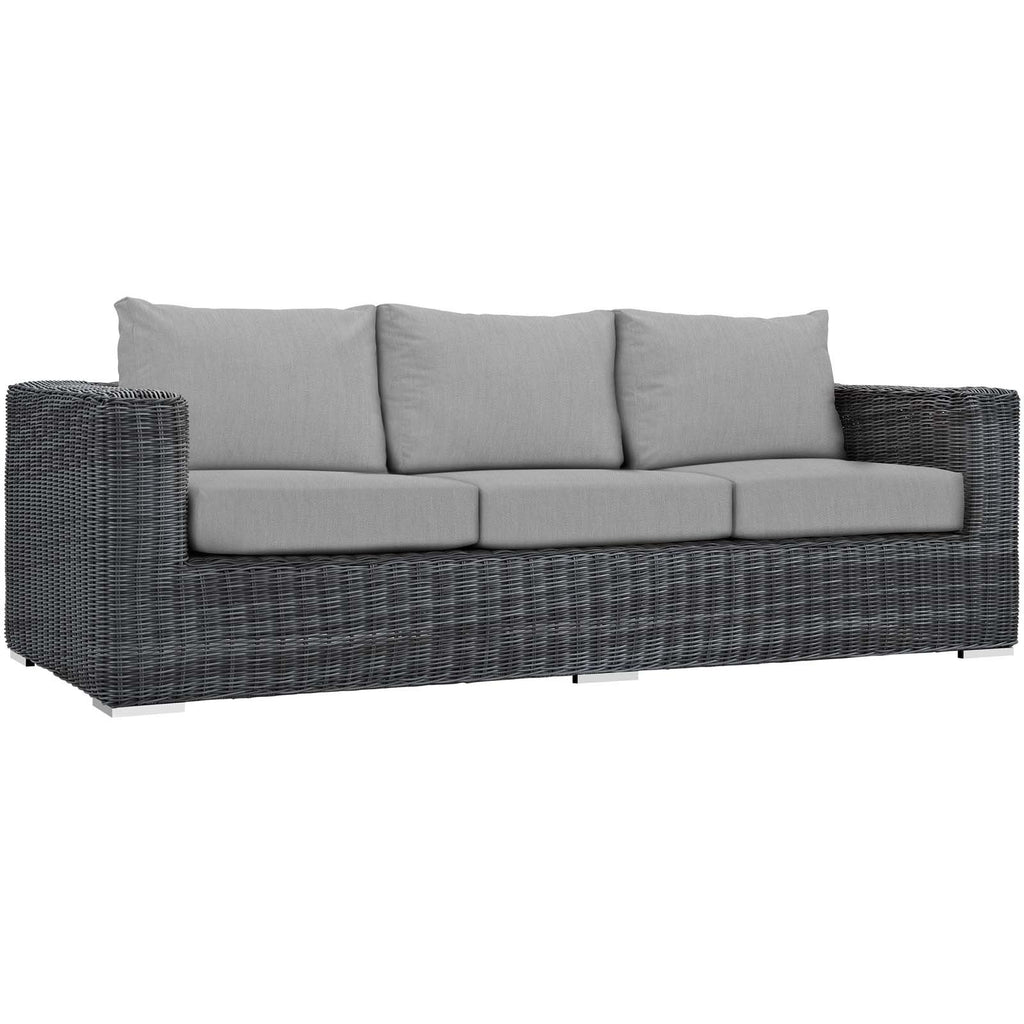 Modway Summon 3 Piece Outdoor Patio Sectional Set With Sunbrella Cushions In Canvas Gray
