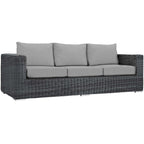 Modway Summon 3 Piece Outdoor Patio Sectional Set With Sunbrella Cushions In Canvas Gray