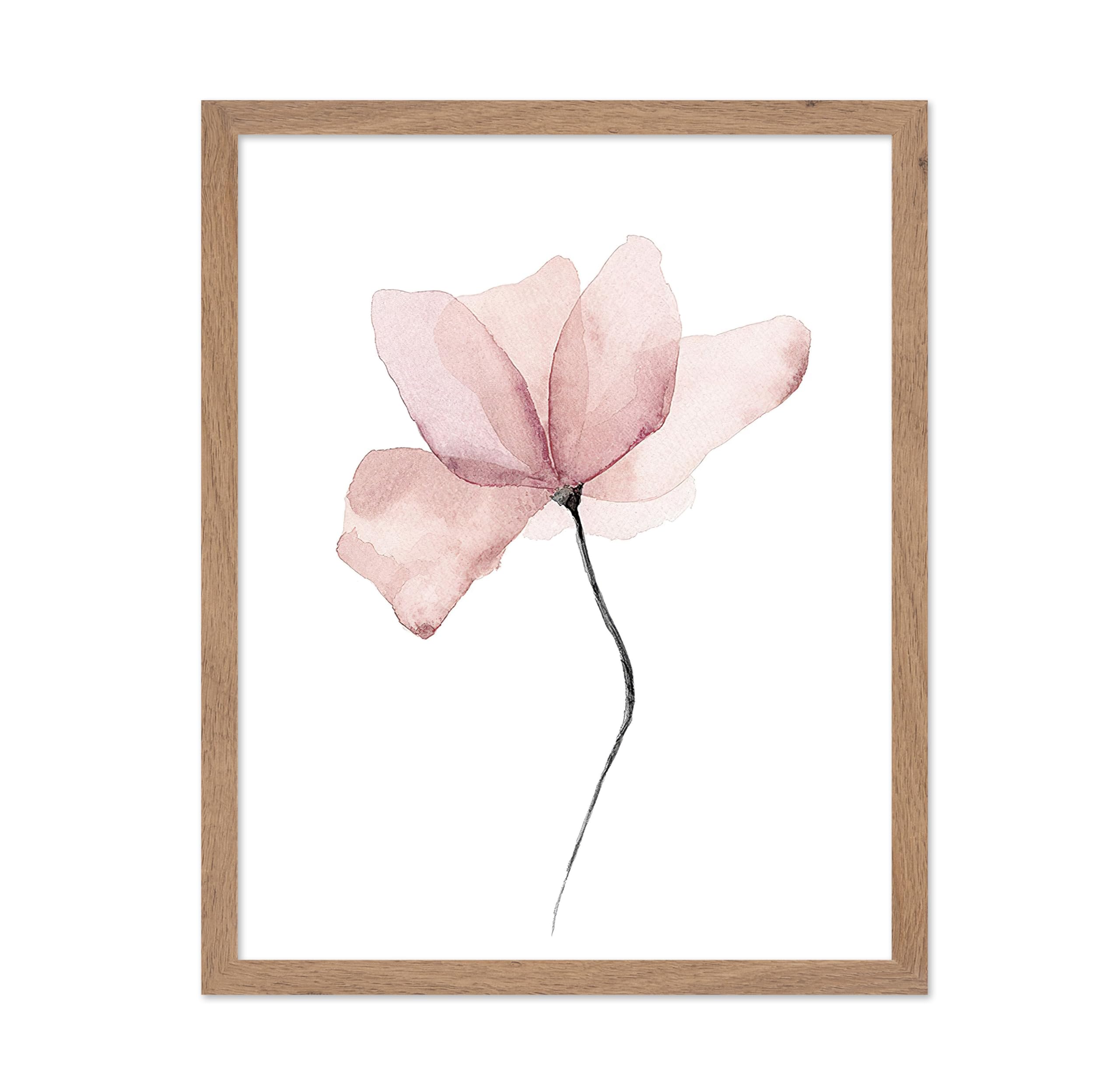 Poster Master Vintage Botanical Poster - Retro Floral Print - Pink Flower, Watercolor, Minimalist, Aesthetic - Gift for Florist,
