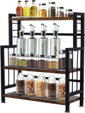 Indian Decor 45030 Space Saving Spice Rack, Metal 3 Tier Standing Spice Rack Organizer (Black, Standard Size)