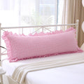 K Masaniji Pink White Plaid Body Pillow Cover With Ruffles 20X54 Inches, 100% Cotton Rustic French Country Vintage Fall Pillow S