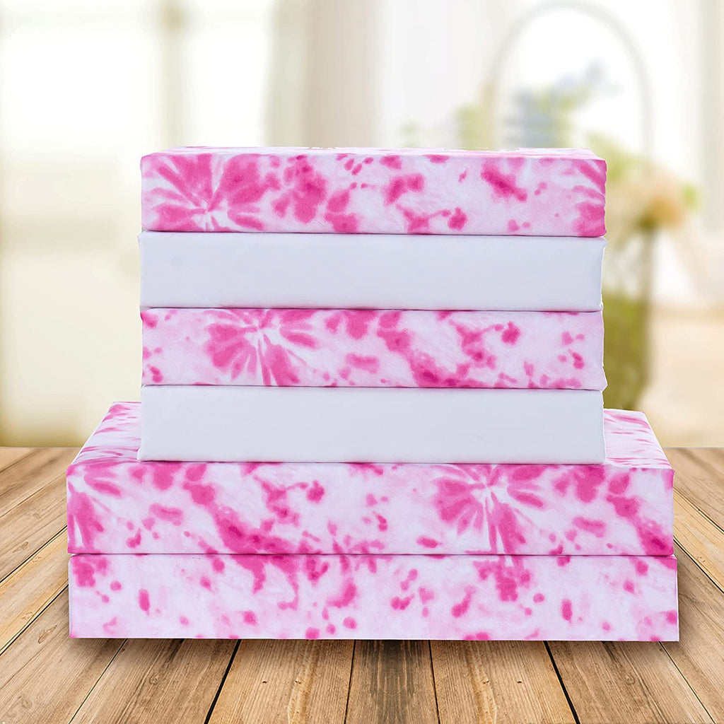 Elegant Comfort Aria Tie-Dye 4-Piece Sheet Set, 1500 Premium Hotel Quality Microfiber, Spiral Tie-Dye, Soft, Fade And Wrinkle Resistant, Fitted Sheet With Smart Pockets, 4Pc Tie-Dye Twin Xl, Hot Pink