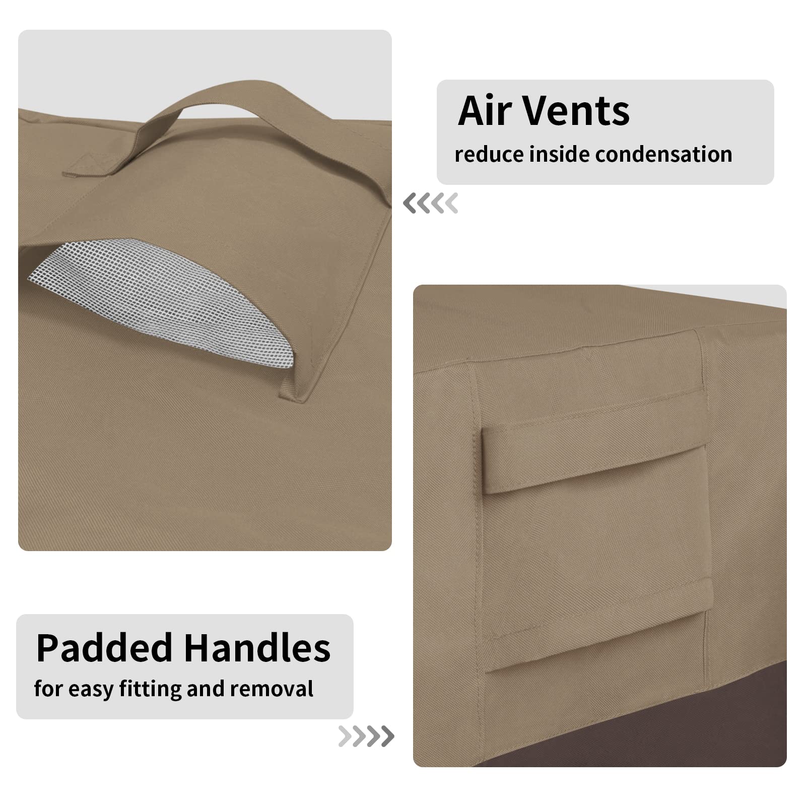 Easy-Going Outdoor Ottoman Cover, Waterproof Patio Ottoman Cover, Heavy Duty Outdoor Furniture Cover With Padded Handles (28'X28'X17', Gray/Dark Gray)