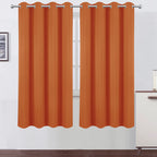 Lemomo 100% Blackout Curtains 52 X 72 Inch/Orange Curtains 2 Panels With Black Lining Room Darkening Thermal Insulated Bedroom C