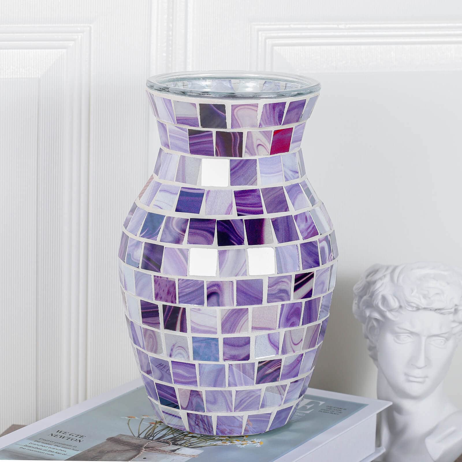 Purple Flower Vase for Decor, Lavender Vases for Flowers, Gorgeous Decorative Vases for Plant Indoor Bedroom Livingroom Bookshel