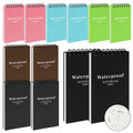 Wavamawa 12 Pack Waterproof Pocket Notebooks, 3X5 Small Notepads, Mini Top Spiral Notebook, Lined College Ruled Paper, Tiny Memo