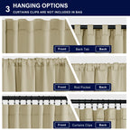 Hiasan Room Darkening Curtains 45 Inches Long, Light Blocking Thermal Insulated Rod Pocket & Back Tab Drapes Sewn With Tiebacks