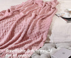 Crevent Light Blush Pink Knit Throw Blanket For Couch Sofa Chair - Soft And Decorative For Spring Summer (50''X60'' Dusty Pink/P