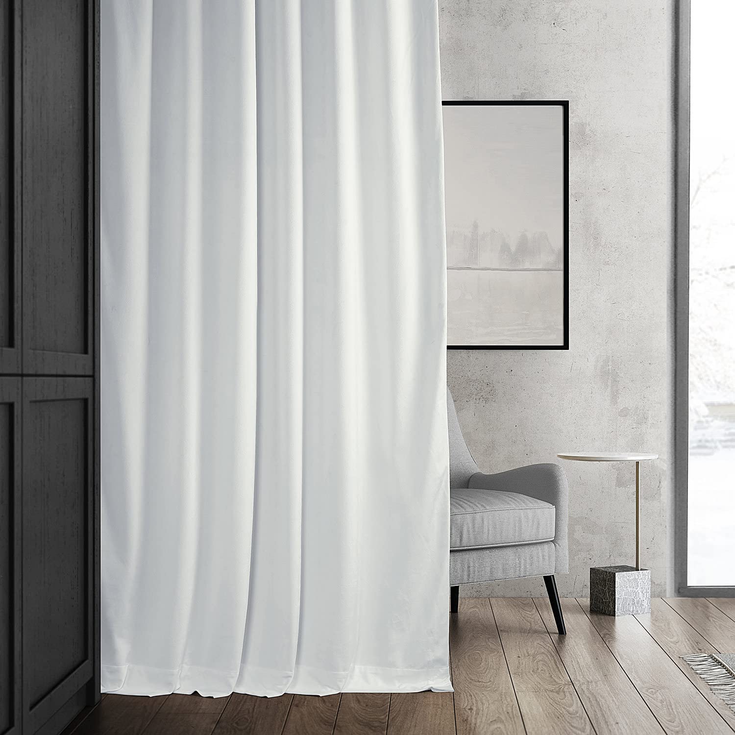 Hpd Half Price Drapes Signature Velvet Thermal Blackout Curtains For Living Room 120 Inch Long (1 Panel) Rod Pocket Insulated Blackout Curtains For Bedroom Window Curtains, 50W X 120L, Primary White