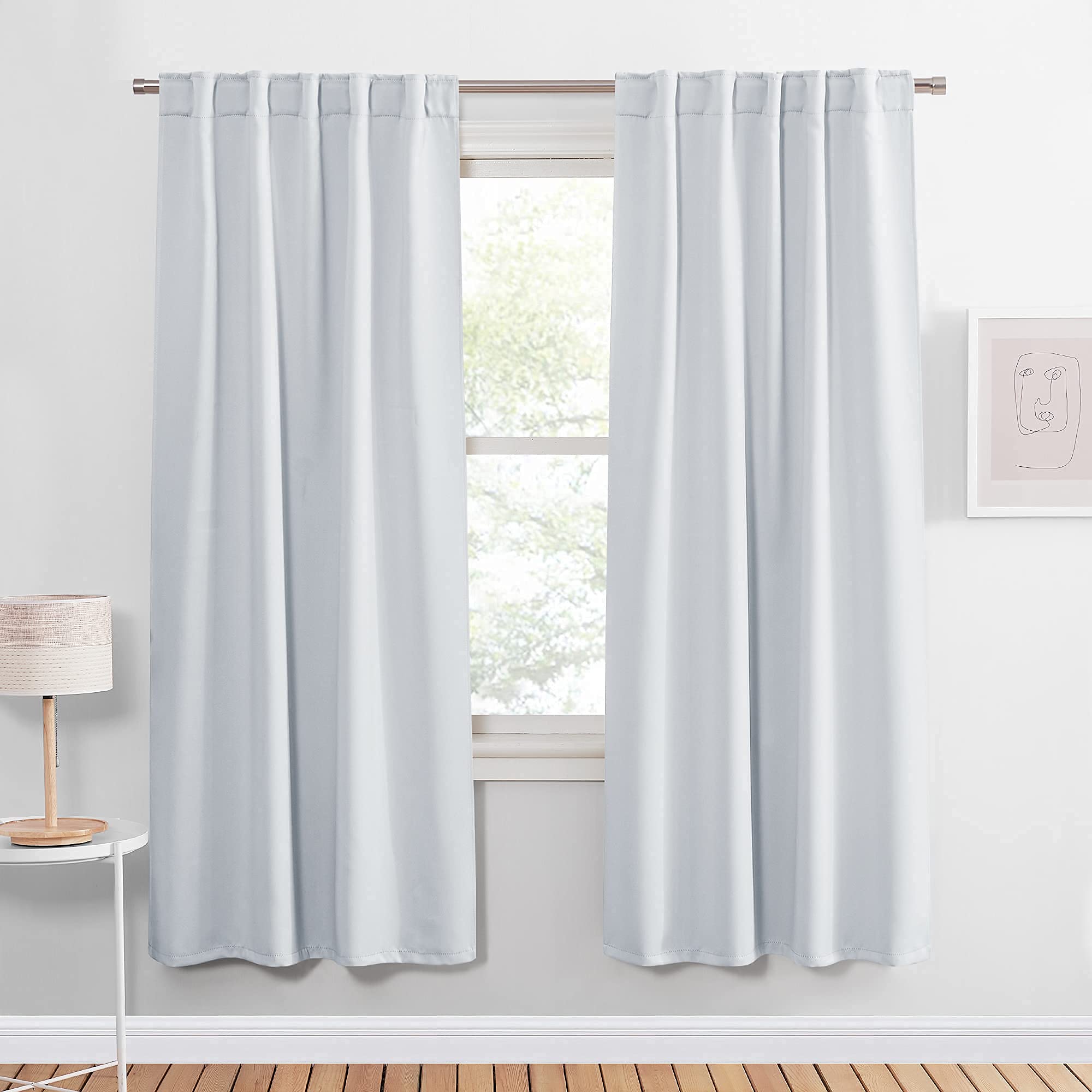 PONY DANCE Window Curtain Panels - Room Darkening Energy Saving Curtains for Kitchen/Bedroom with Back Tab Home Decor, 42 Wide b