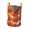 Ambesonne Orange Laundry Bag, Big Flourishing Bohemian Poppies on The Antique Background Graphic Design, Hamper Basket with Hand