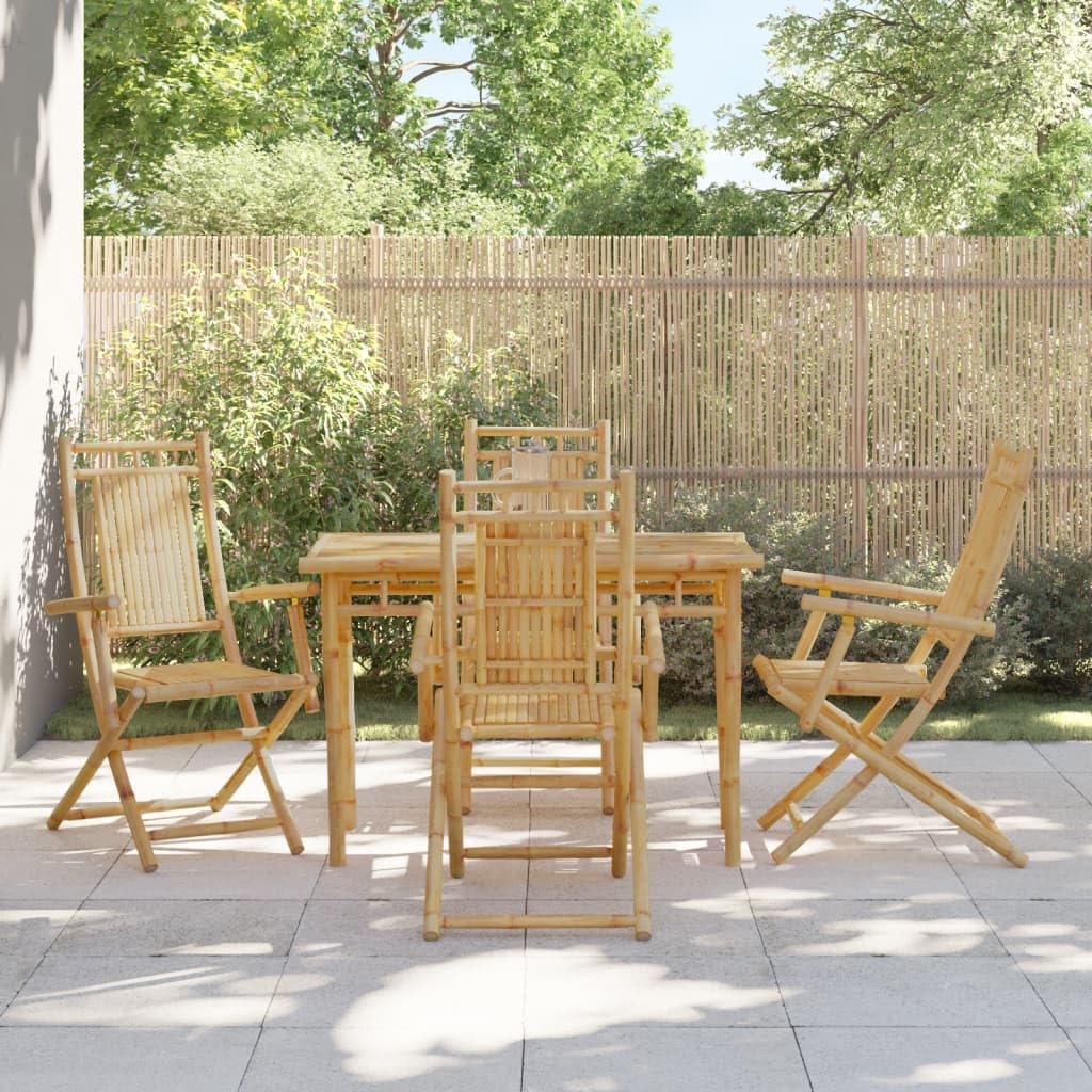vidaXL Folding Bamboo Patio Chairs - Thumbnail 2