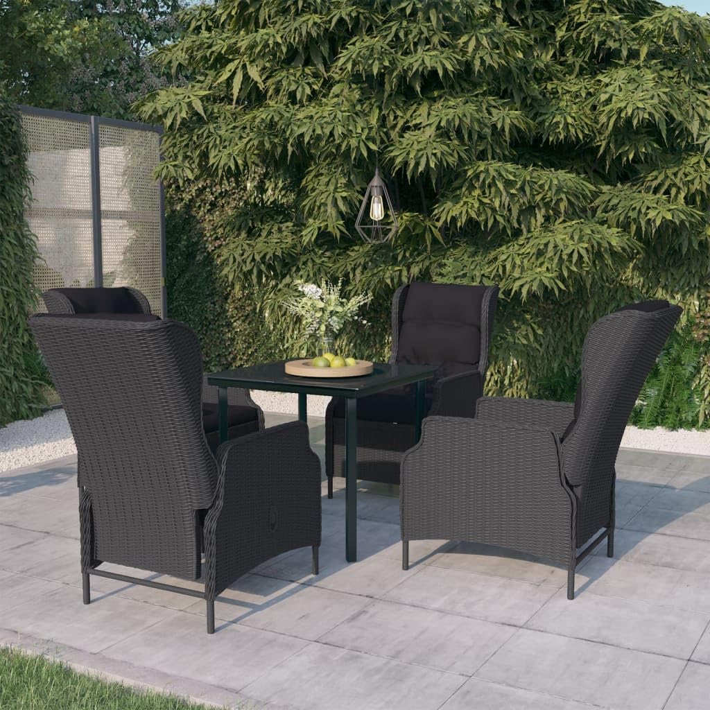 vidaXL 3 Piece Patio Dining Set - Robust Steel Frame with Water-Resistant PE Rattan Chairs - Adjustable Backrest - Dark Gray Outdoor Furniture Set - Suitable for Garden and Patio
