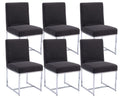 Cimota Black Modern Dining Chairs Set Of 6, Upholstered Dining Room Chairs Armless Guest Side Chair With Chrome Base For Dining