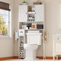 32W Over The Toilet Storage Cabinet with Metal Frame and 7 Storage Shelves, Bathroom Organizer with Adjustable Shelves and Paper