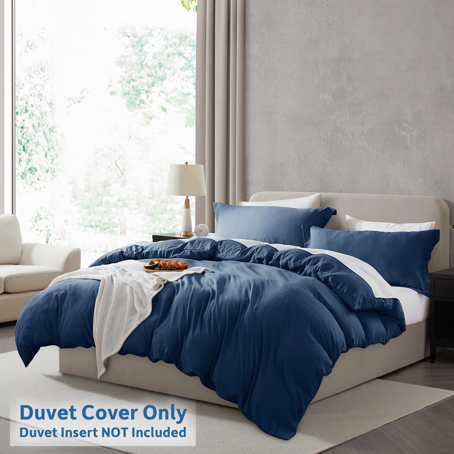 Nestl Twin Duvet Cover Set - Soft Prewashed Navy Blue Duvet Cover Twin/Twin Xl, 2 Piece, With Zipper Closure, 1 Duvet Cover 68X90 Inches And 1 Pillow Sham - No Comforter
