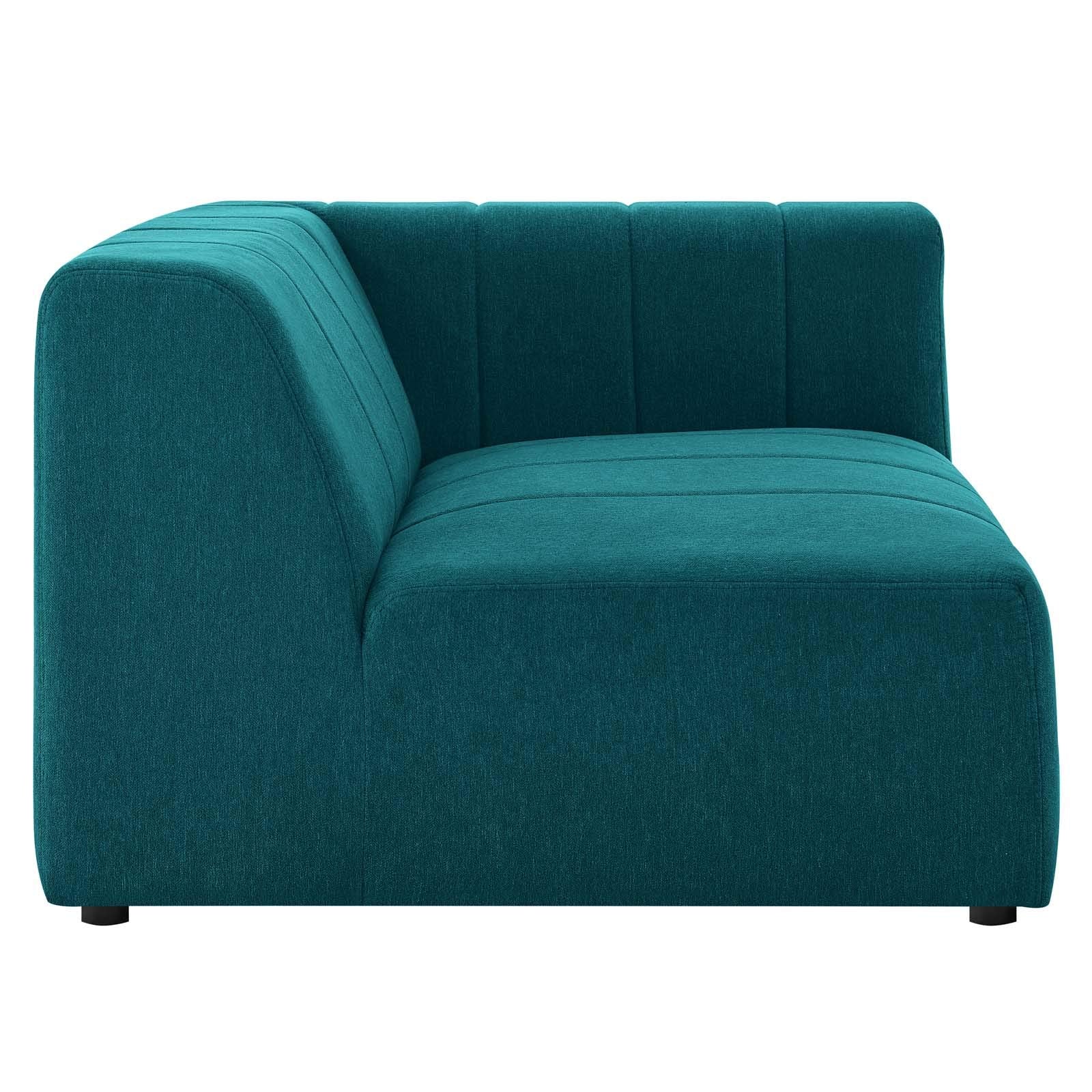 Modway Bartlett Channel Tufted Upholstered Sectional Sofa, 3-Piece Set, Teal
