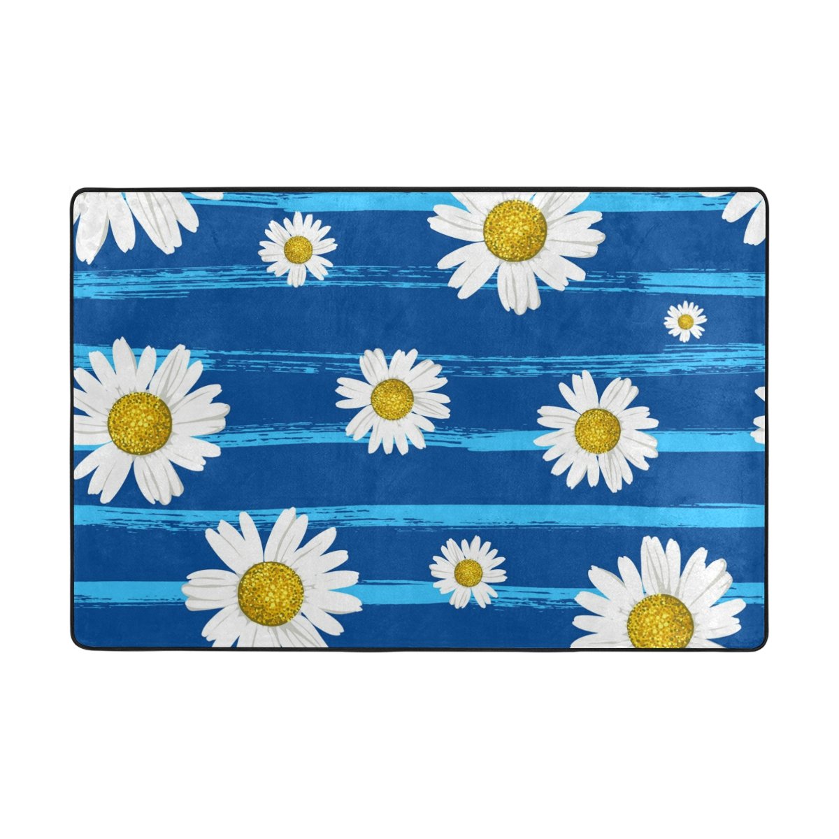 My Little Nest Area Rug White Daisies Lightweight Non-Slip Soft Mat 4' X 6', Memory Sponge Indoor Outdoor Decor Carpet For Entrance Living Room Bedroom Office Kitchen Hallway