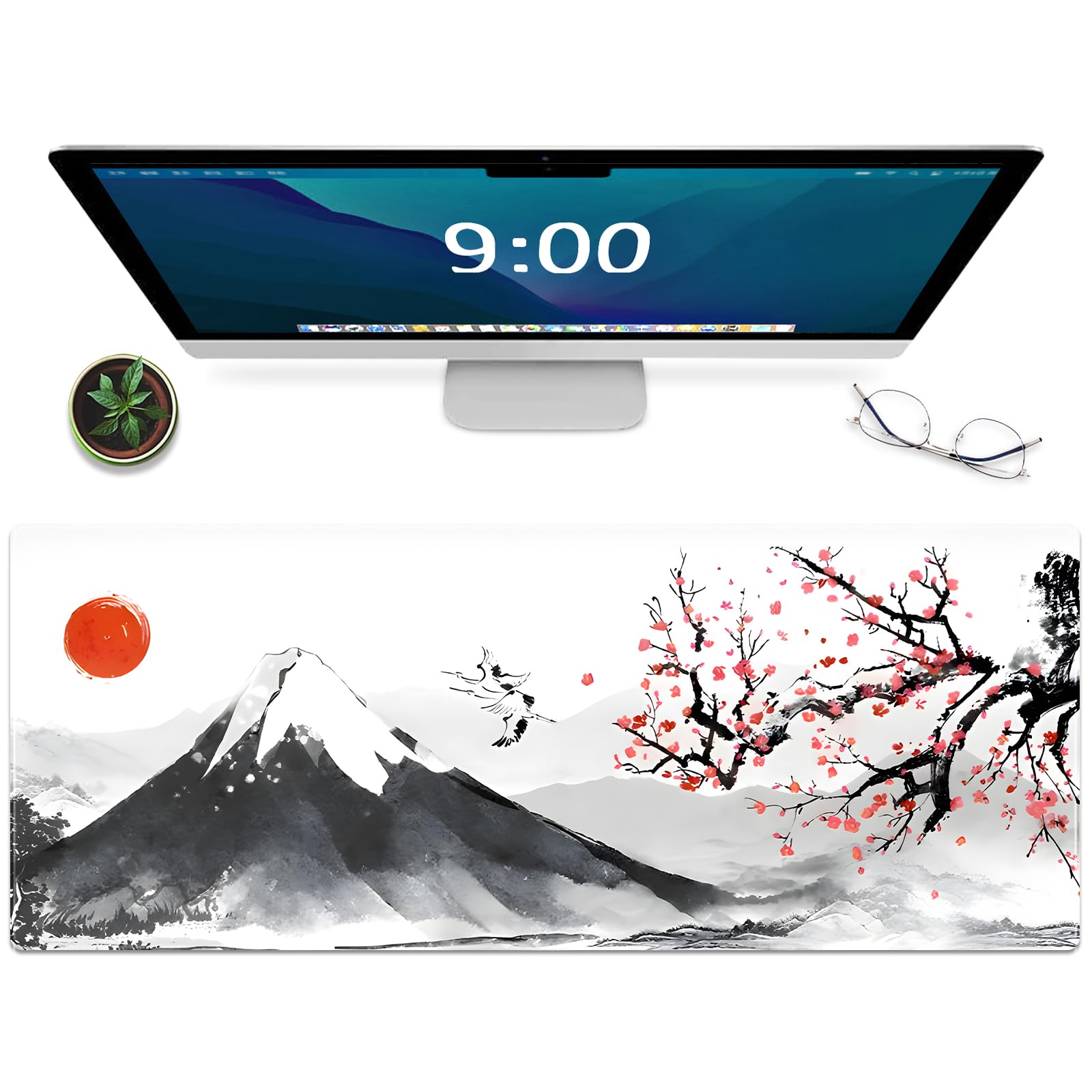 Gaming Mouse Mat Forest Background Pattern Xxl Xl Large Mouse Mat Long Extended Mouse Pad Desk Mat Non-Slip Rubber Mice Pads Sti