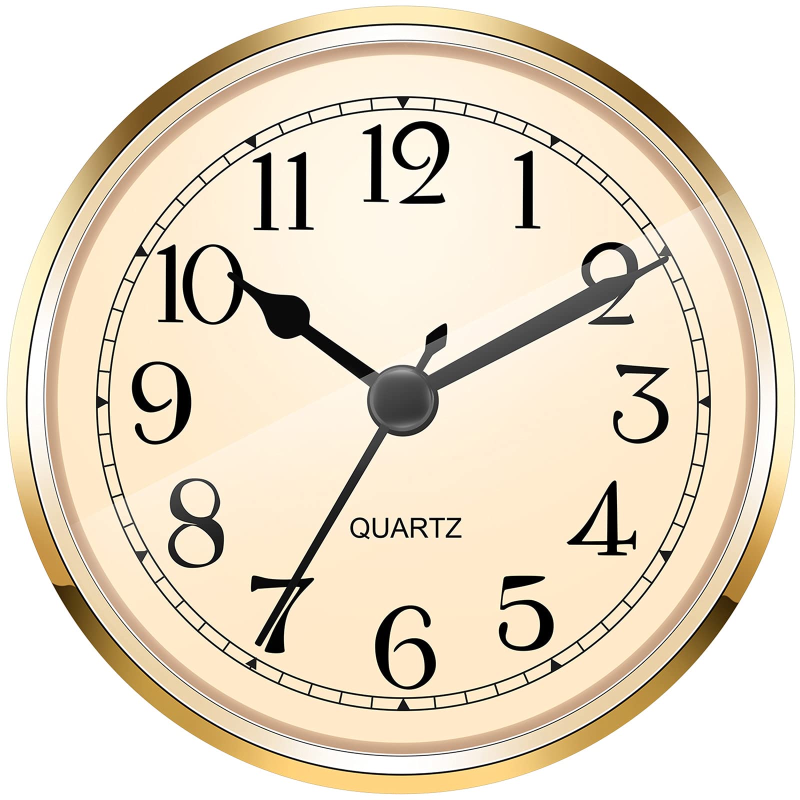 Hicarer 3-1/2 Inch (90 mm) Quartz Clock Fit-up/Insert with Arabic Numeral (Gold)