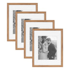 Kate and Laurel Adlynn Rectangle Picture Frame Set of 4, 11 x 14 matted to 8 x 10, Brown, Transitional Four-Piece Frame Set for 