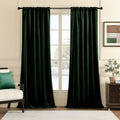 Nemia Dark Green Velvet Curtains For Bedroom Window, Rod Pocket Thermal Insulated Luxury Vintage Heavy Blackout Curtain Velvet D
