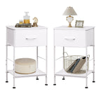 Wlive Night Stand Set 2, White Nightstand With Fabric Storage Drawer And Open Wood Shelf, End Tables Dresser For Bedroom, Bed Side Table, Dorm, 25.03' Height