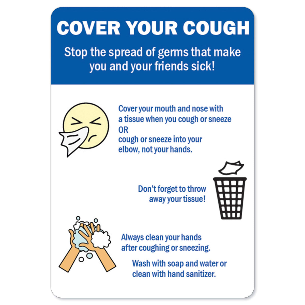 Signmission Osha Notice Sign - Cover Your Cough 2 | Peel And Stick Wall Graphic | Protect Your Business, Class Room, Office & In