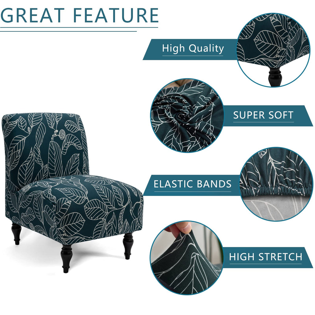 Liykimt Armless Accent Chair Cover Slipcover,Slipper Chair Stretch Spandex Removable For Armless Chair Furniture Protector Covers For Living Dining Room Hotel (Blue, 1)
