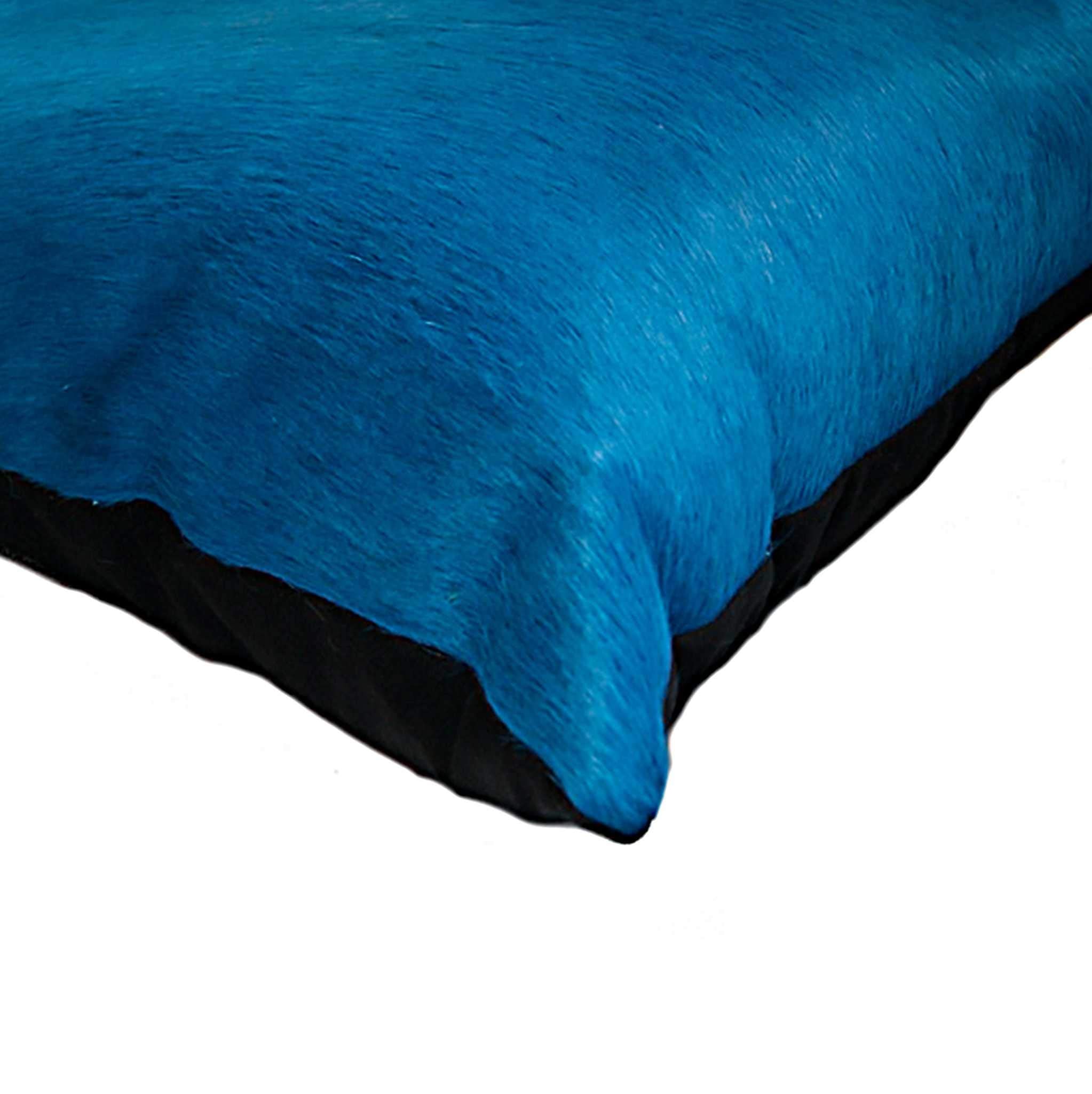 HomeRoots Cowhide, Microsuede, Polyfill 18' x 18' x 5' Blue Torino Kobe Cowhide - Pillow