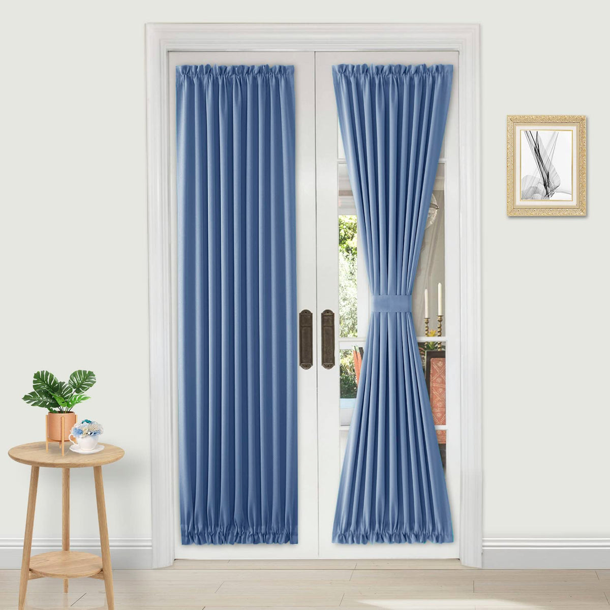 Dwcn French Door Curtains - Rod Pocket Thermal Blackout Curtain For Doors With Glass Window, Kitchen And Patio Doors For Privacy