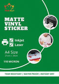 True-Ally White Matte Vinyl Sticker Self-Adhesive Photo Paper For Inkjet Printer Waterproof, Instant Dry, Tear Resistant Diy Sti
