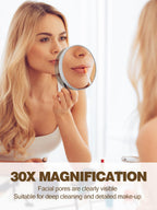 Macaki 30X Magnifying Mirror With 2 Suction Cups, 3.5 Inches Magnified Makeup Mirror And Slant Tweezers,Grey,1Pc