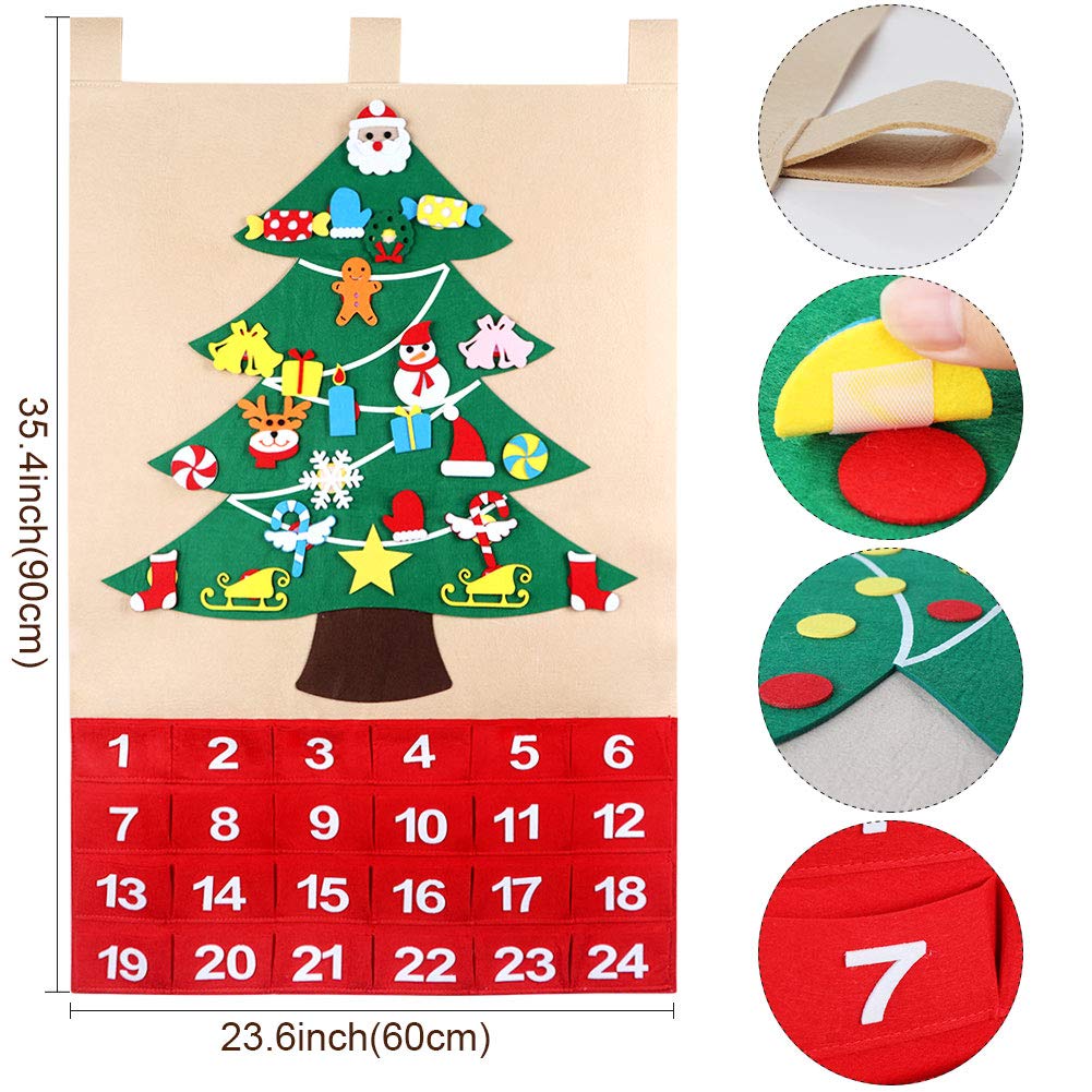 Ourwarm Christmas Advent Calendar 2023, 24 Days Countdown Calendar With 24Pcs Detachable Ornaments For Home Classroom Handmade D