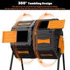 Compost Tumbler, Easy Assemble & Efficient Outdoor Compost Bin, 45 Gallon/170 Liter Large Dual Chamber Rotating Composter For Ga