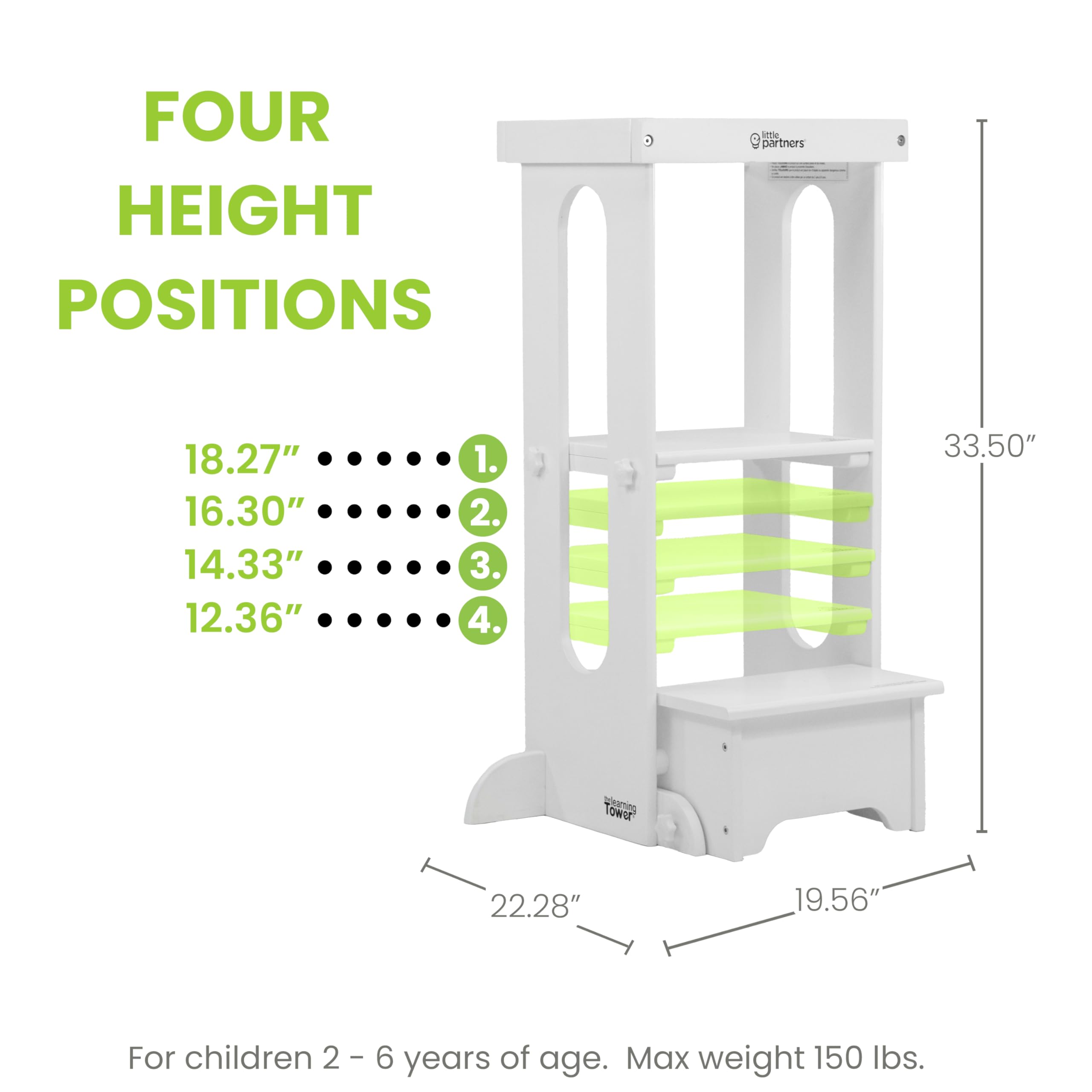 Little Partners Learning Tower Toddler Tower, Explore 'N Store Montessori Kitchen Tower For Cooking And Learning, 22.28' L X 19.56' W X 33.50' H, Ages 2 To 6 (Soft White)