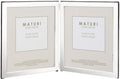 Maturi Silver Plated Double Photo Frame - Flat Edge Portrait, 8 x 10-inch (20 x 25cm)