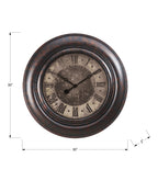 Monarch Specialties I 9027 Clocks, 30' Round, Large Oversized, Wall Clock, Brown, Transitional
