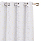 Deconovo Blackout Curtains Gold Diamond Foil Print, Greyish Star White, Room Darkening Thermal Insulated Sun Blocking Grommet Cu