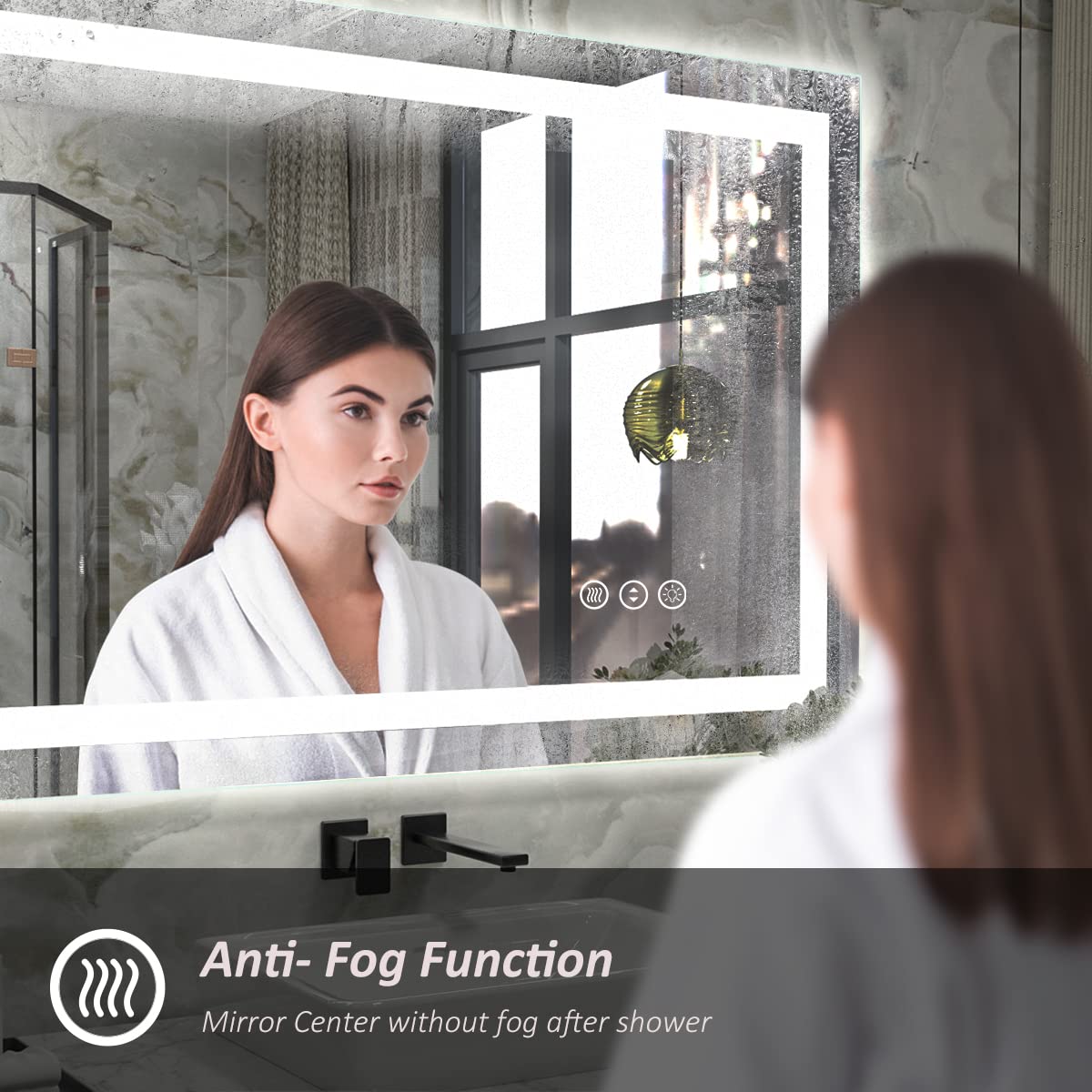 Oddsan 44X36 Led Lighted Mirror For Bathroom Wall Mounted, Dimmable Vanity Mirror With Lights, Anti-Fog, Etl Listed (Backlit And