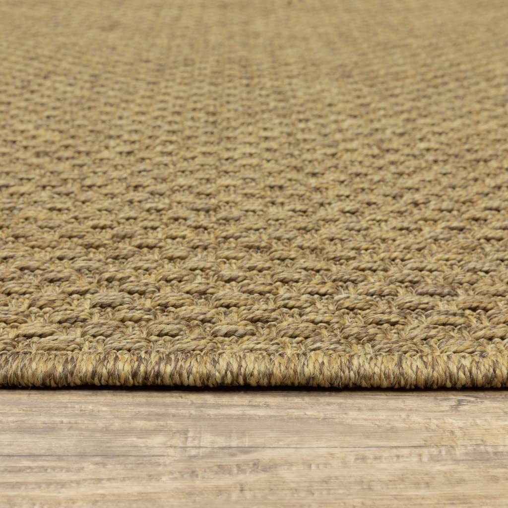 HomeRoots Polypropylene 8’ Round Solid Tan Indoor Outdoor Area Rug