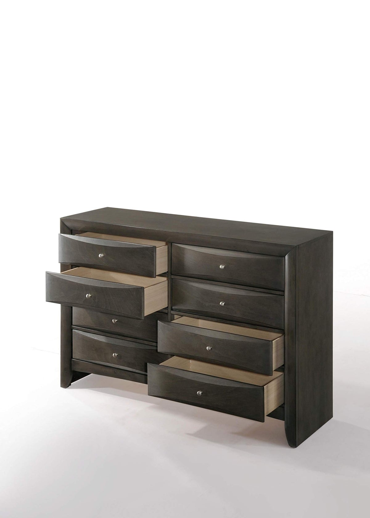 HomeRoots Rubber Wood, Okume Veneer 59' X 17' X 41' Gray Oak Rubber Wood Dresser