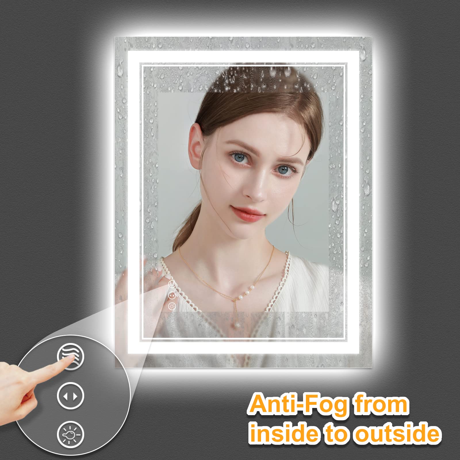 Istripmf 30X36 Inch Led Bathroom Mirror With Lights, Backlit And Front Lighted Bathroom Mirrors For Wall, Anti-Fog Dimmable Memo