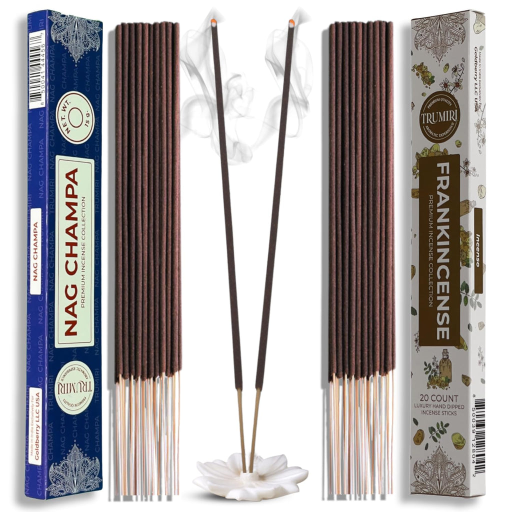 Trumiri Incense Sticks - Combo Pack of 35 Insence-Sticks - 15 Nag Champa + 20 Frankincense - Insenses - Insents - Incents - Insc