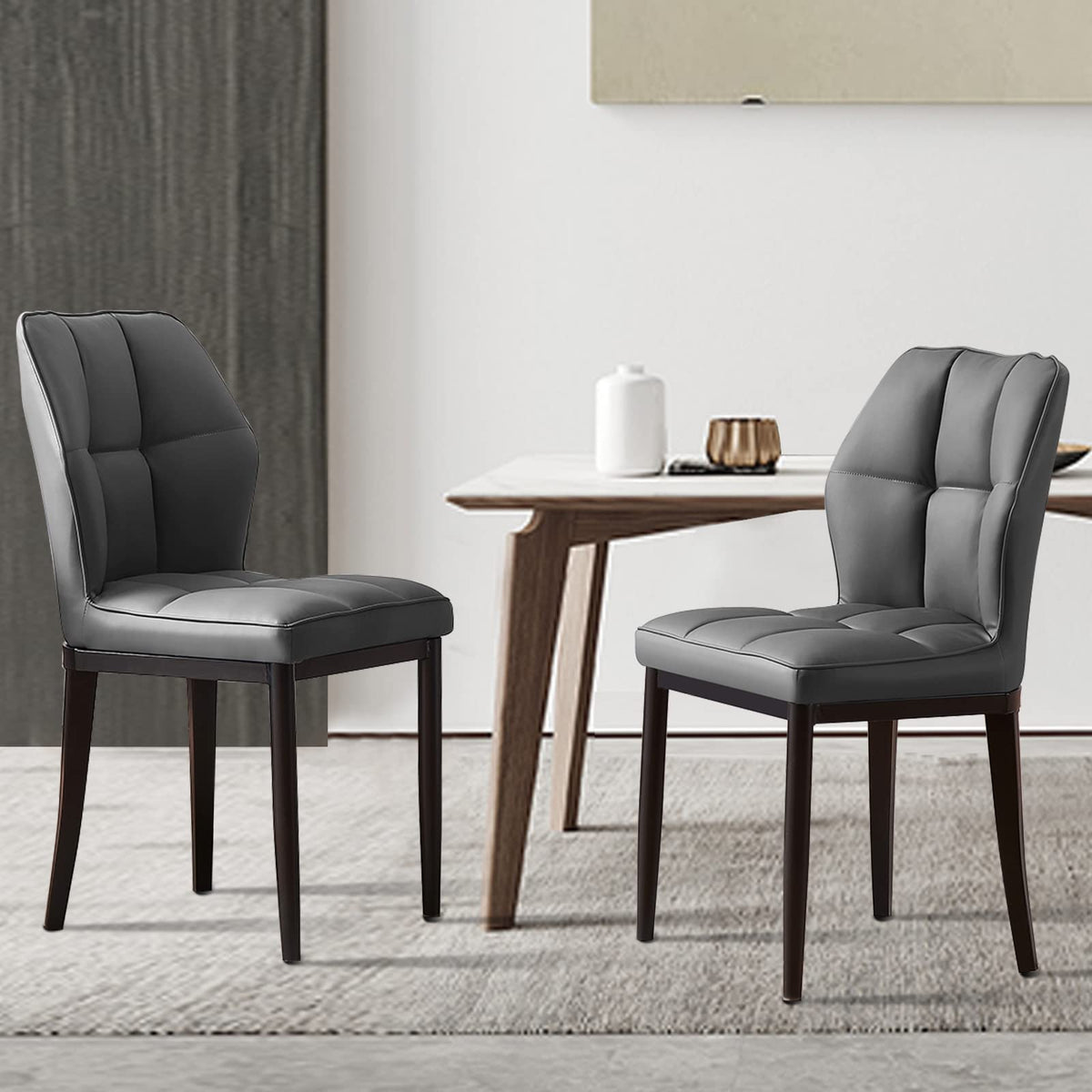 Bekrvio Dining Chairs Set Of 2 Mid Century Modern Kitchen Chairs Sillas De Comedor Upholstered Armless Dinner Leather Dining Roo