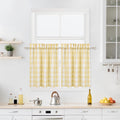 Yellow White Buffalo Plaid Cafe Curtains 30 Inches Long, Buffalo Check Kitchen Tier Curtains, Gingham Rod Pocket Short Window Cu